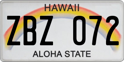 HI license plate ZBZ072