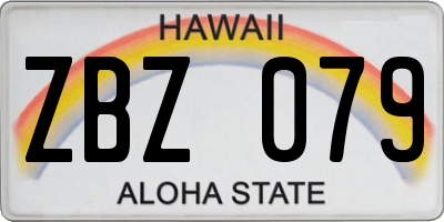 HI license plate ZBZ079