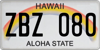 HI license plate ZBZ080