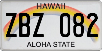 HI license plate ZBZ082