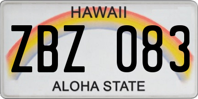 HI license plate ZBZ083