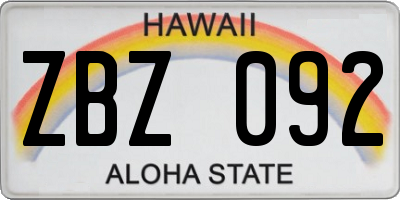 HI license plate ZBZ092