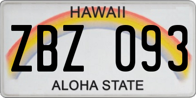 HI license plate ZBZ093