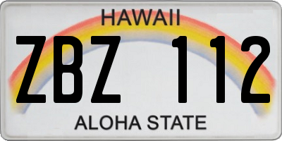 HI license plate ZBZ112