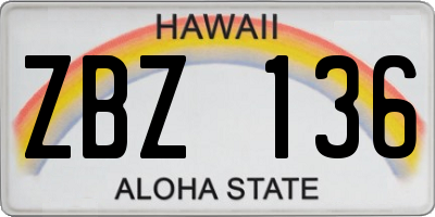 HI license plate ZBZ136