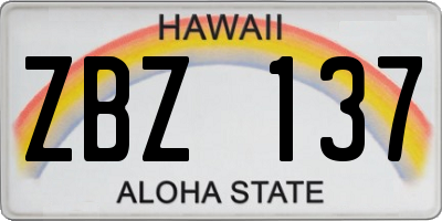 HI license plate ZBZ137