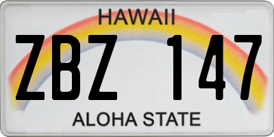 HI license plate ZBZ147