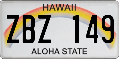 HI license plate ZBZ149