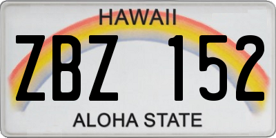 HI license plate ZBZ152