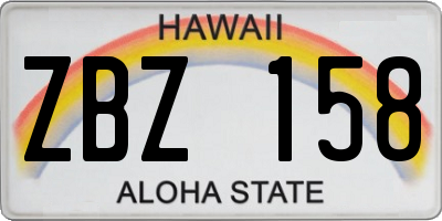 HI license plate ZBZ158