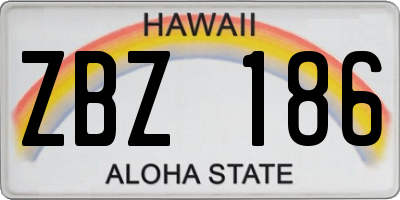 HI license plate ZBZ186