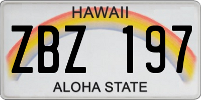 HI license plate ZBZ197