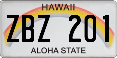 HI license plate ZBZ201