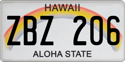 HI license plate ZBZ206
