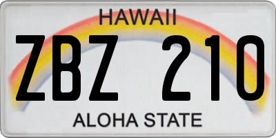 HI license plate ZBZ210