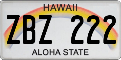 HI license plate ZBZ222