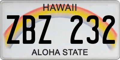 HI license plate ZBZ232