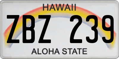 HI license plate ZBZ239