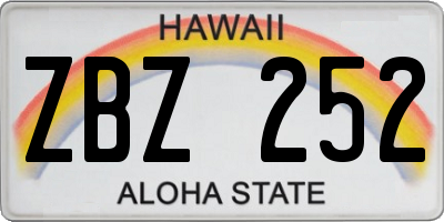 HI license plate ZBZ252