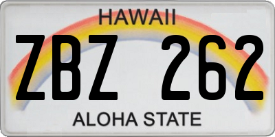 HI license plate ZBZ262