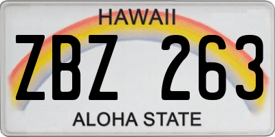 HI license plate ZBZ263