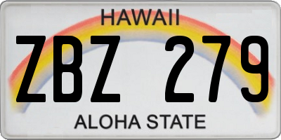 HI license plate ZBZ279