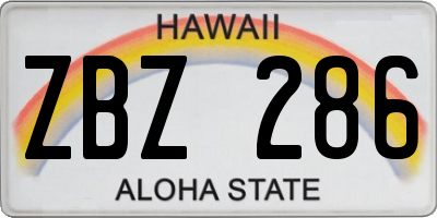 HI license plate ZBZ286