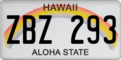 HI license plate ZBZ293