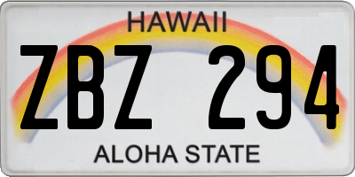 HI license plate ZBZ294