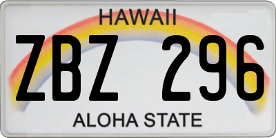 HI license plate ZBZ296