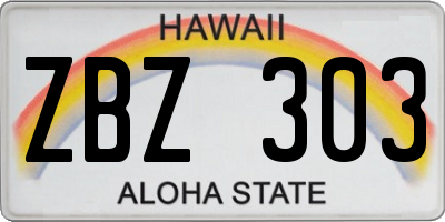 HI license plate ZBZ303