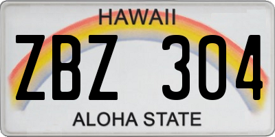 HI license plate ZBZ304