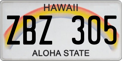 HI license plate ZBZ305
