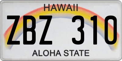 HI license plate ZBZ310
