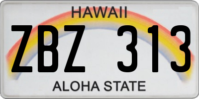HI license plate ZBZ313