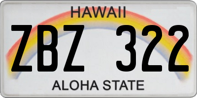 HI license plate ZBZ322