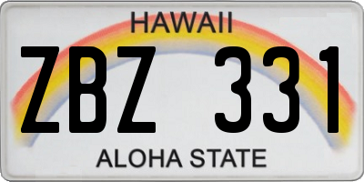 HI license plate ZBZ331