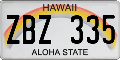HI license plate ZBZ335