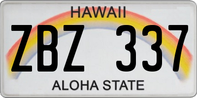 HI license plate ZBZ337