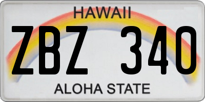 HI license plate ZBZ340