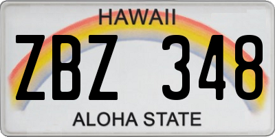 HI license plate ZBZ348