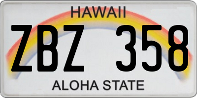 HI license plate ZBZ358