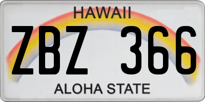 HI license plate ZBZ366