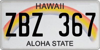 HI license plate ZBZ367