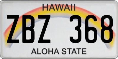 HI license plate ZBZ368
