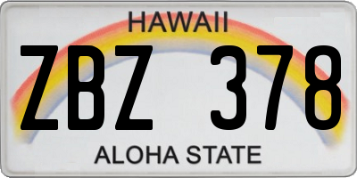 HI license plate ZBZ378