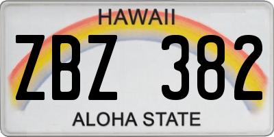 HI license plate ZBZ382