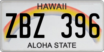 HI license plate ZBZ396