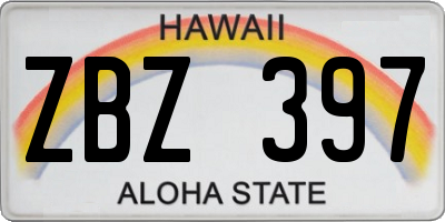 HI license plate ZBZ397
