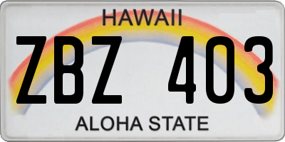 HI license plate ZBZ403